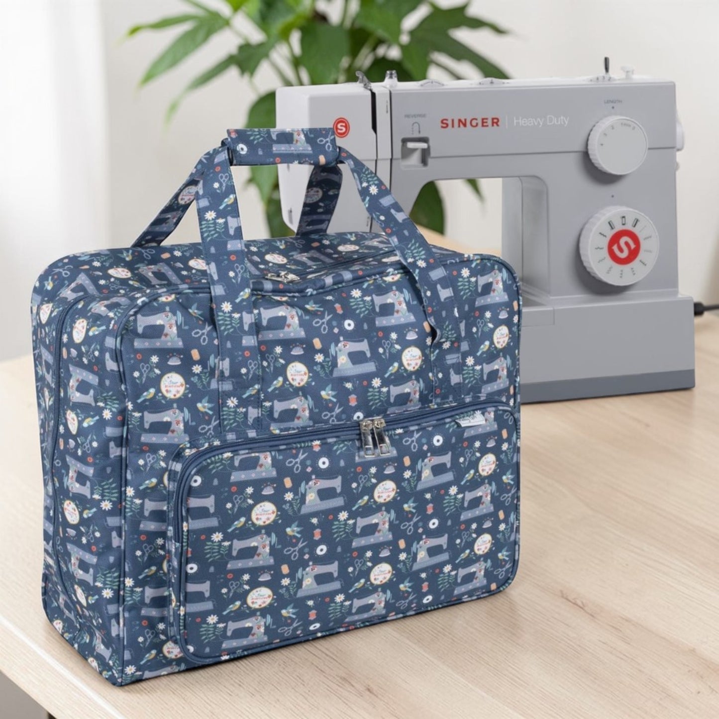 Blue Sewing Machine Carry Bag – Machine Storage Case with Pocket