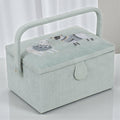 Sewing Basket Woolly Pully Design with Embroidered Sheep, Padded Lid, Storage Tray & Pin Cushion