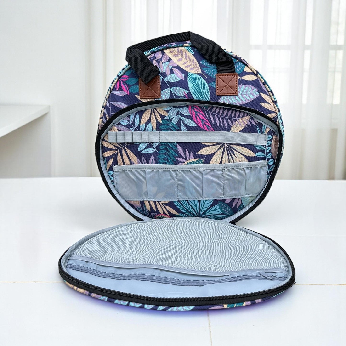 Circular Embroidery Hoop Bag Bold Leaf Pattern, Fits up to a 12 Inch Hoop