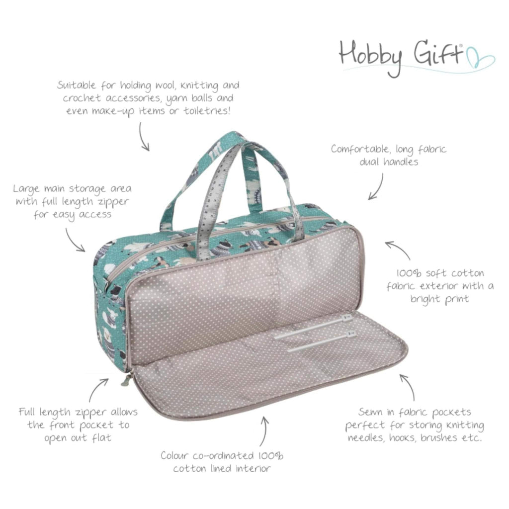 Sheep Knitting Bag with Front Pocket Needle Storage for Pins up to 40cm