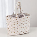 Bee Knitting & Craft Storage Bag. Cotton Padded Tote with Drawstring