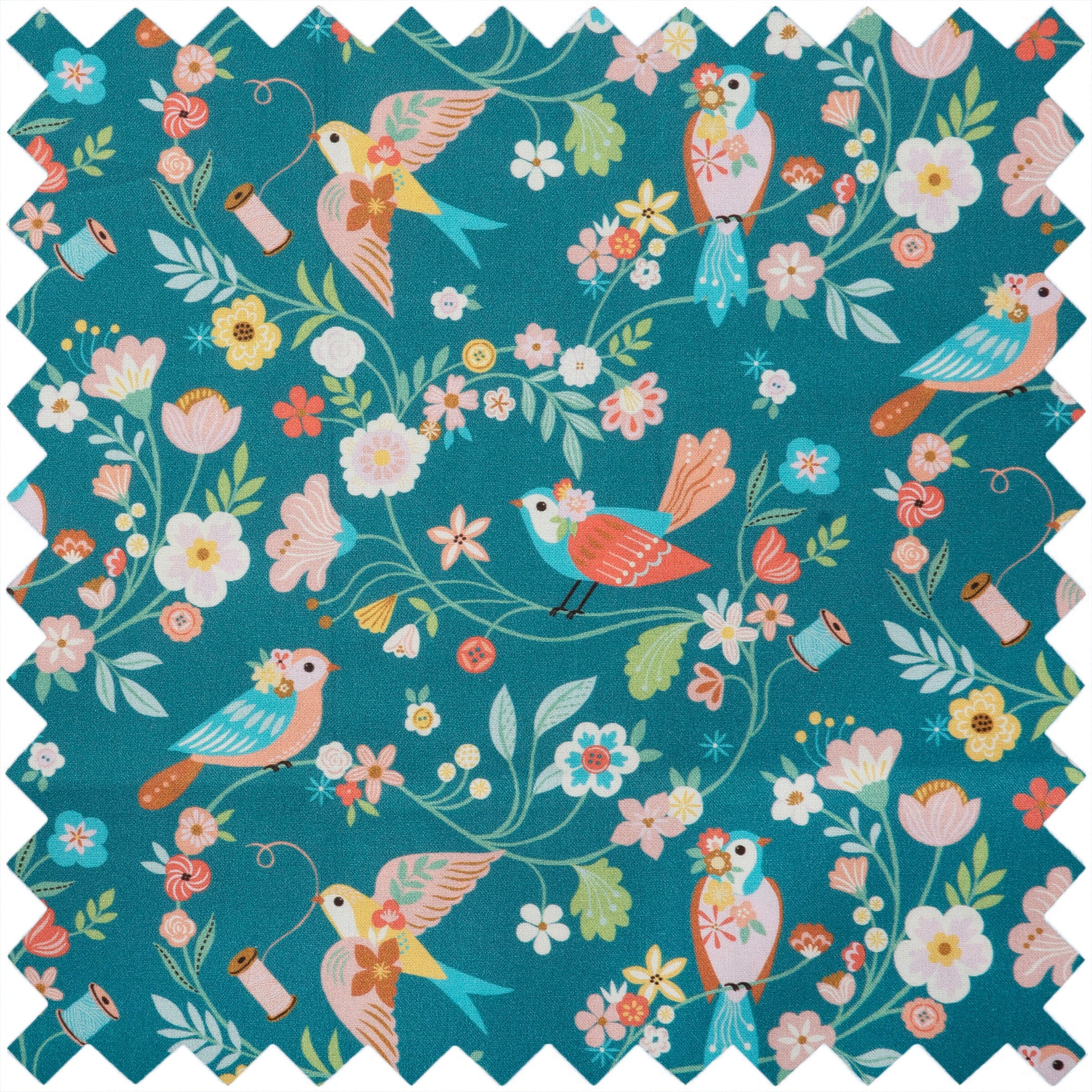 Sewing Basket Bird Aviary Embroidered Design with Optional Sewing Accessory Kit