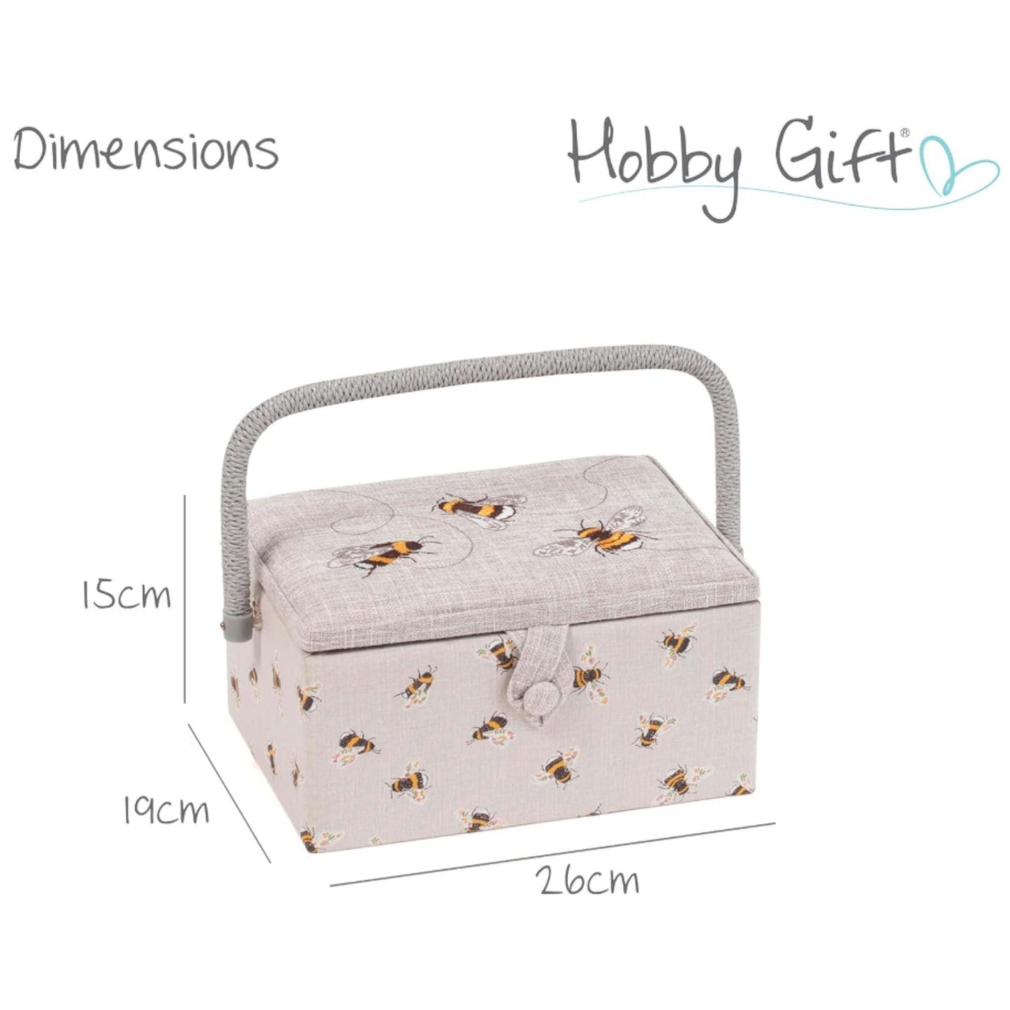 Bee Embroidered Sewing Basket Medium Box with Optional Sewing Kit