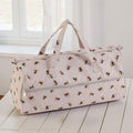 Long Knitting Bag Bee Design. Cotton Yarn Storage Tote with Zip. Knitting & Crochet Organizer
