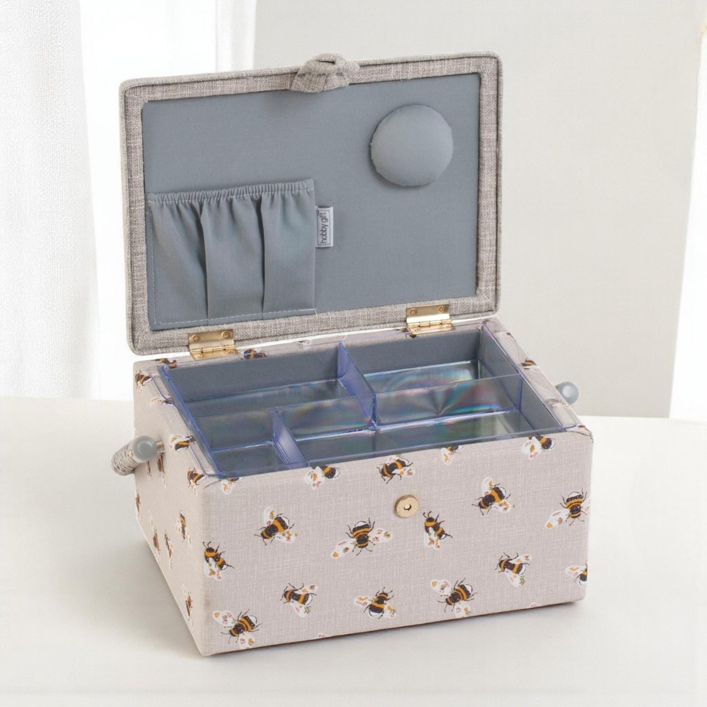 Bee Happy Embroidered Sewing Box with Optional Sewing Accessory Kit