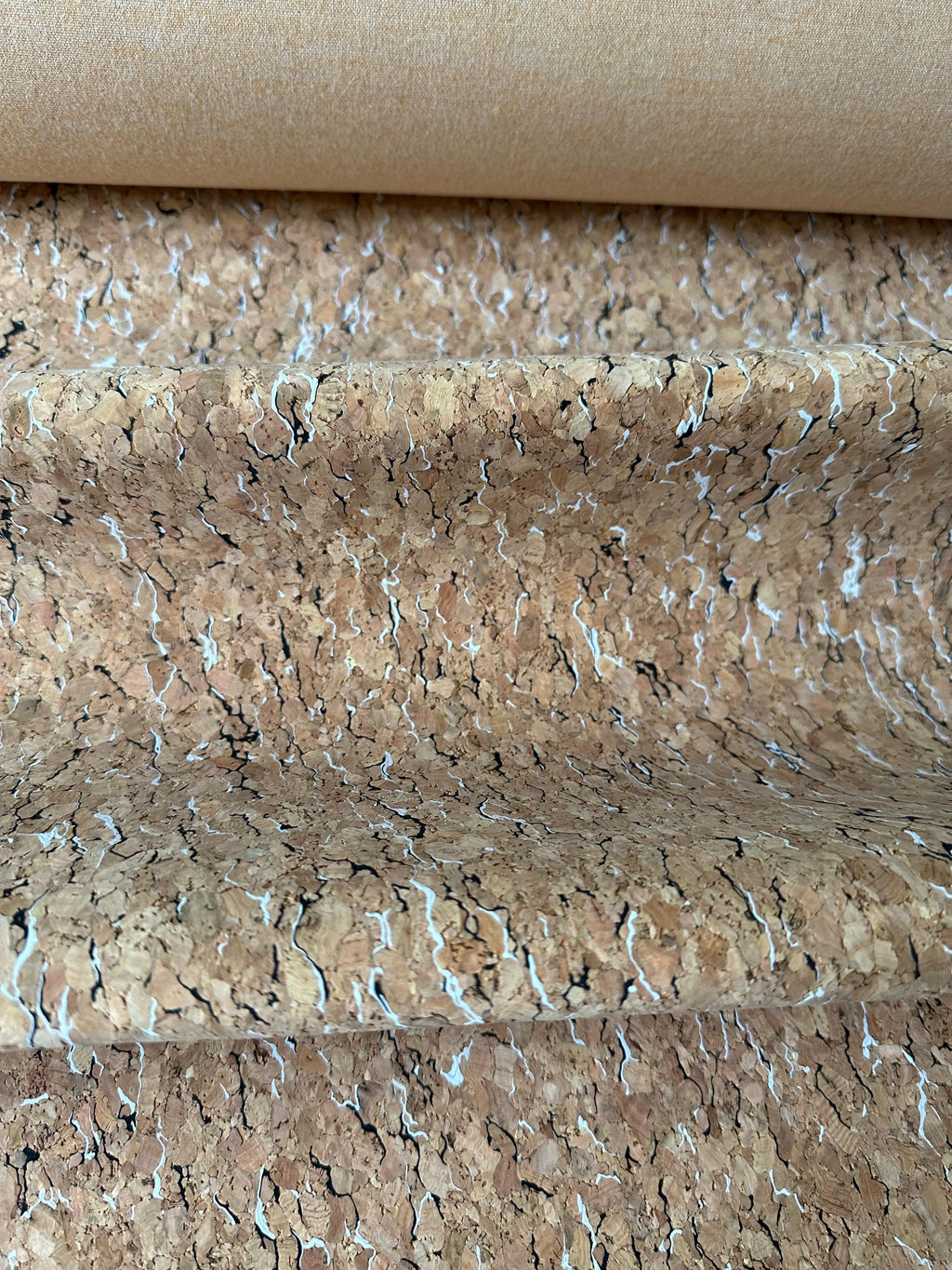 CORK FABRIC Black & White Fleck. Sold by 1/2m Roll ***Multibuy Discounts***