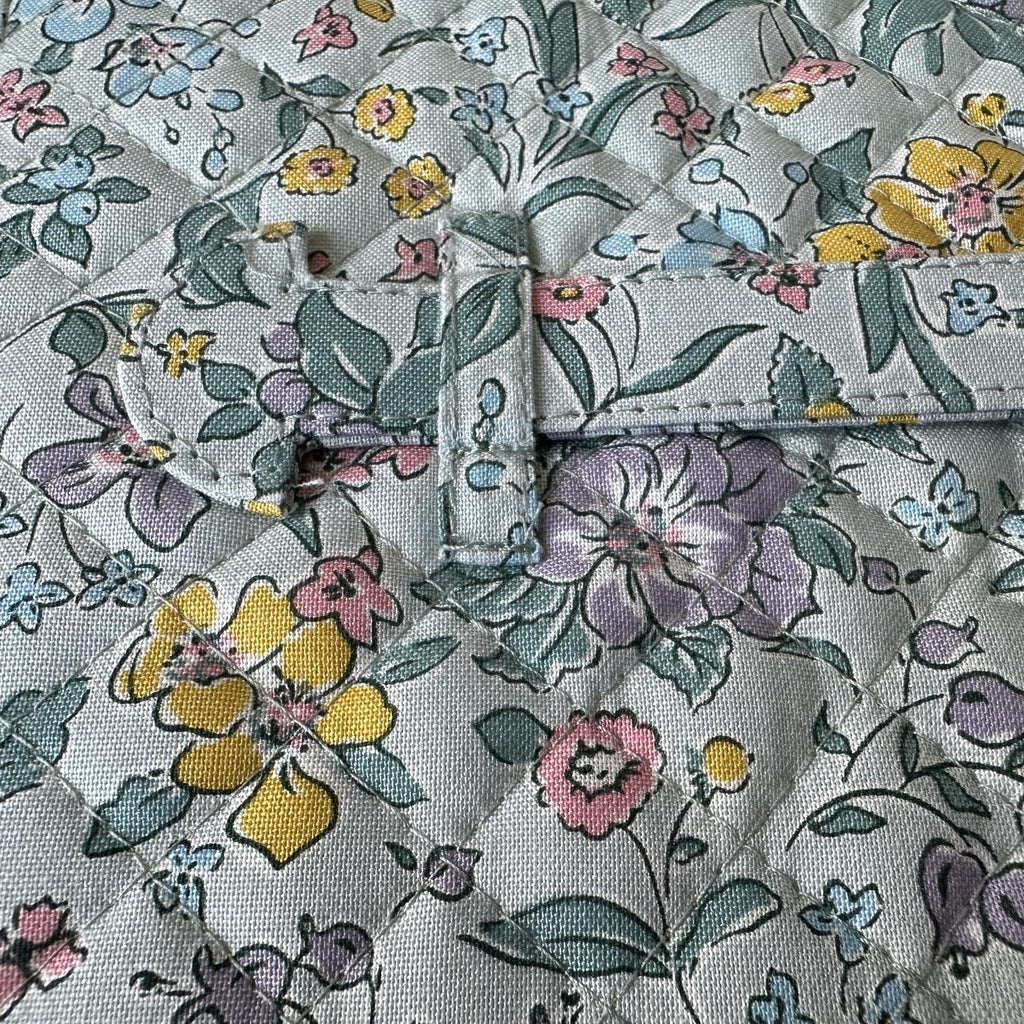 Pretty Liberty Sewing Box in Pale Blue, Yellow & Lilac Liberty Floral Cotton Print