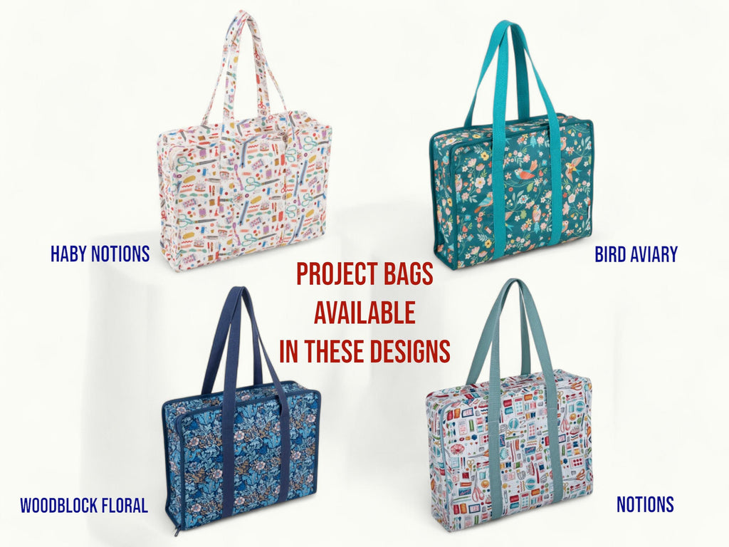 All-In-One Craft Project Bag. Sewing & Knitting Storage with Clear Inserts Haby Notions Fabric,