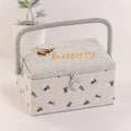 Bee Happy Embroidered Sewing Box with Optional Sewing Accessory Kit
