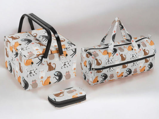Cats Sewing Basket Set, Knitting Bag and Sewing Kit