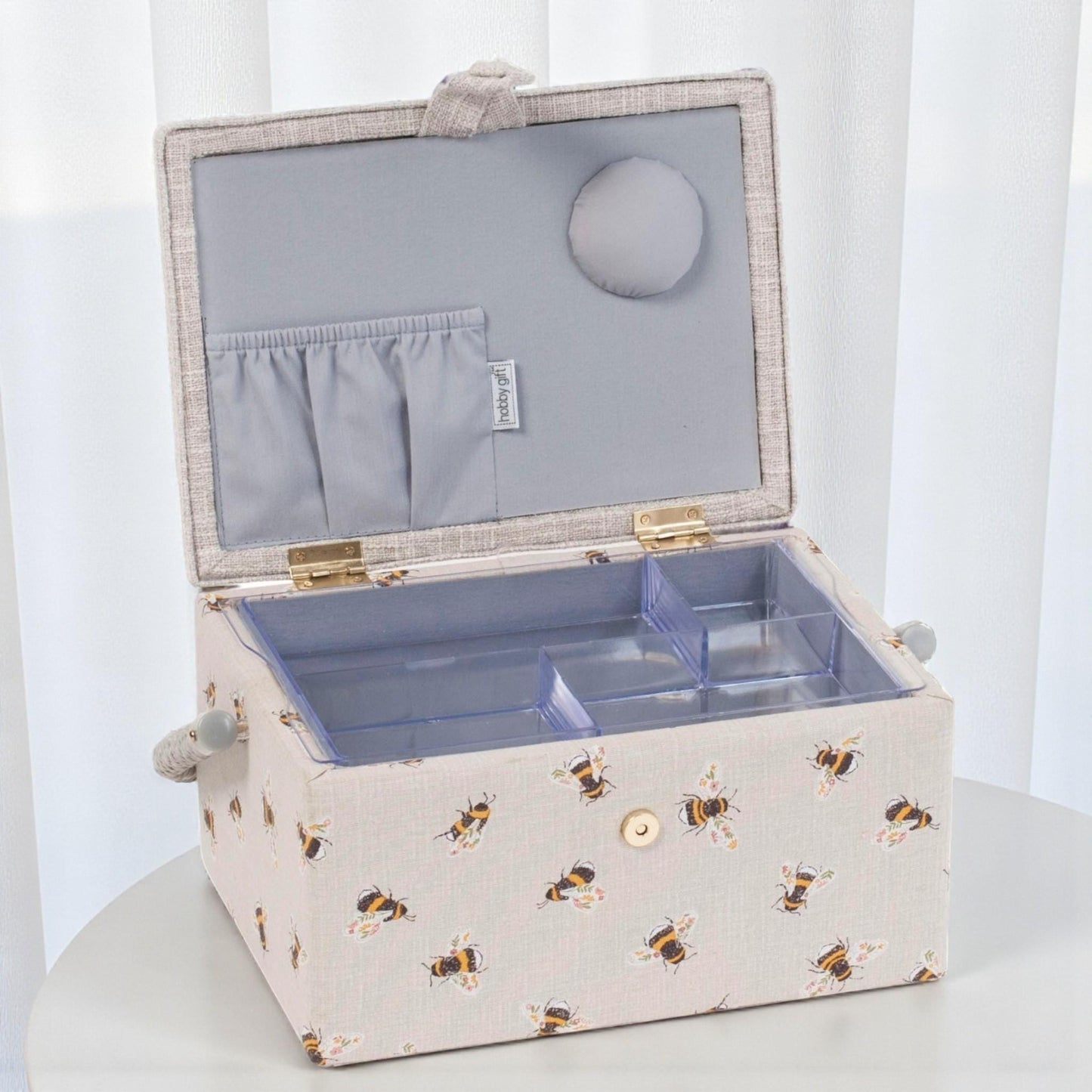 Bee Embroidered Sewing Basket Medium Box with Optional Sewing Kit