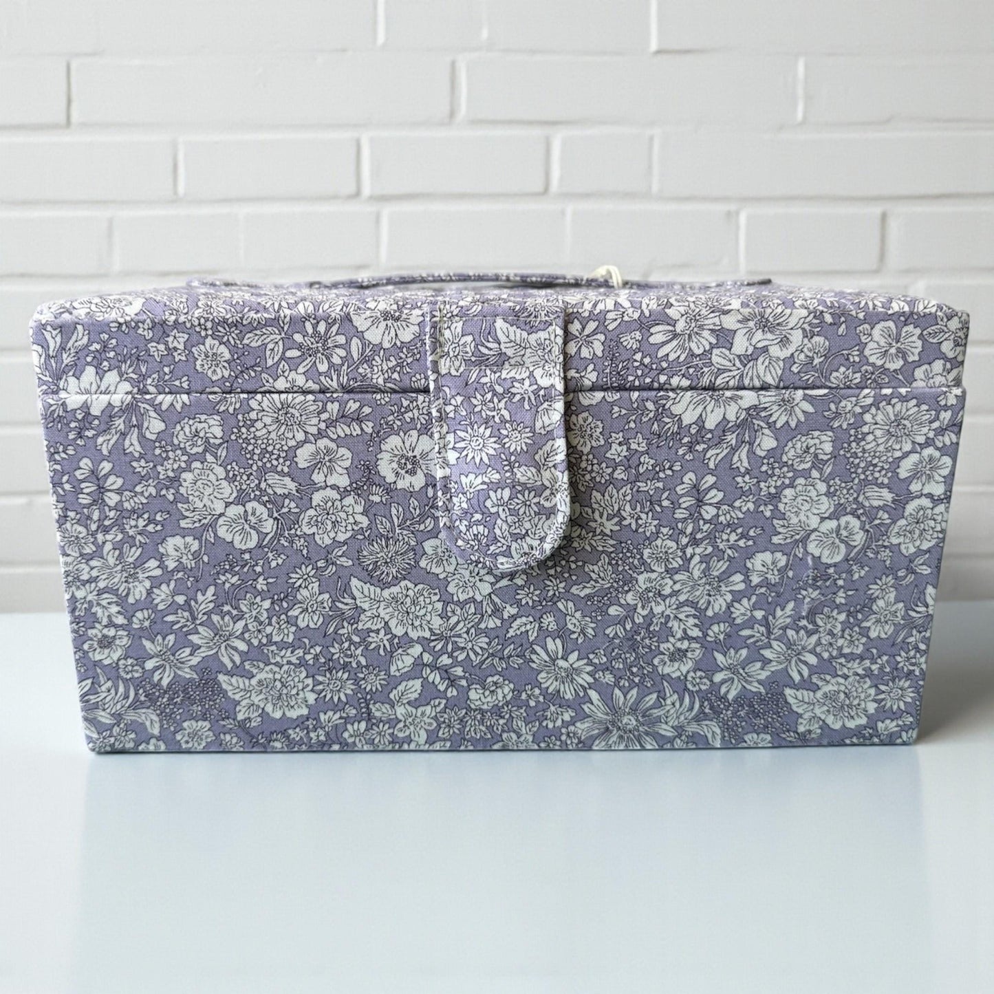 Liberty Sewing Box in Lilac & White Floral Cotton Print with Optional Sewing Kit Available