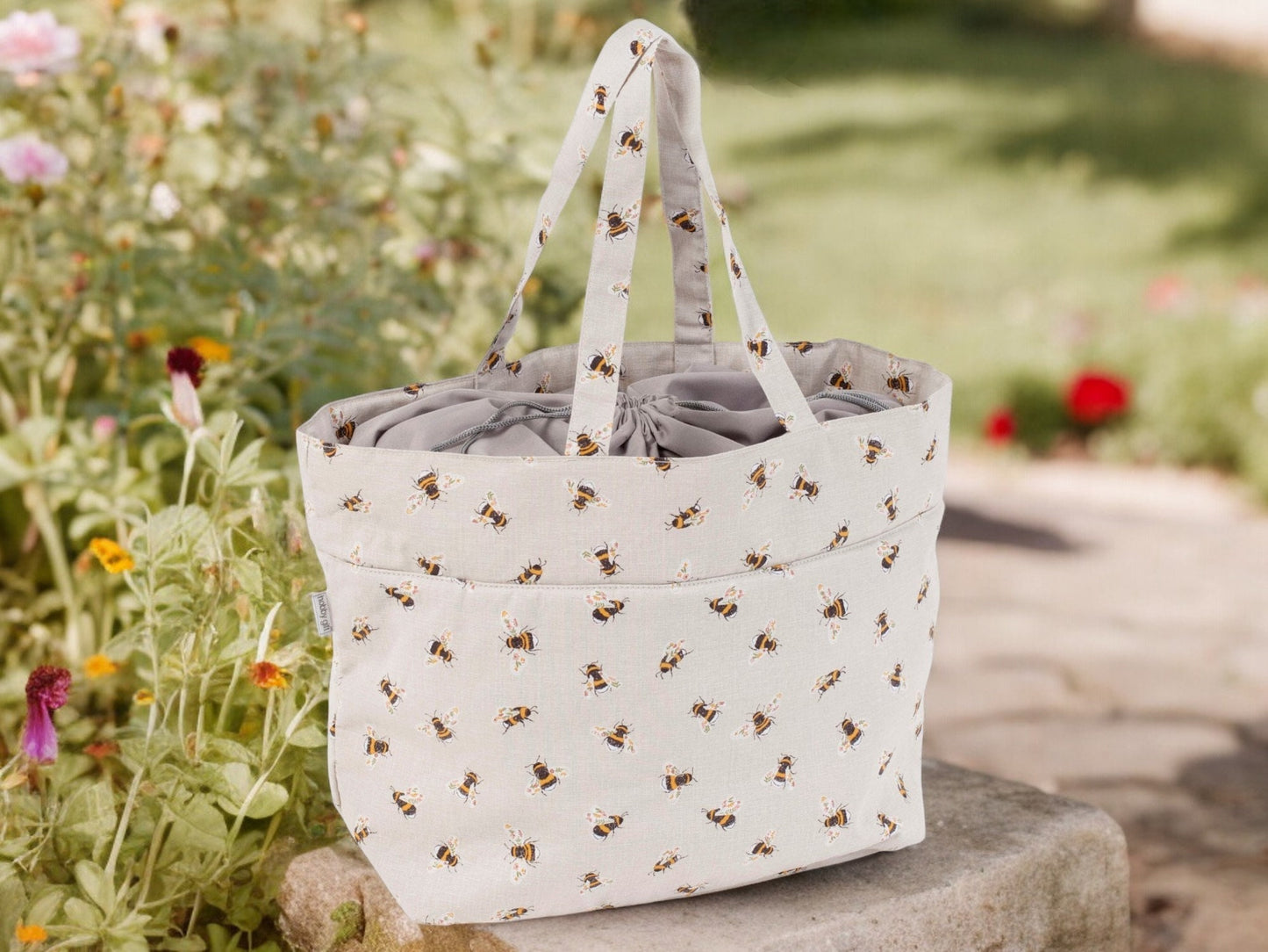 Bee Design Knitting Bag Set: Cotton Craft & Needle Cases