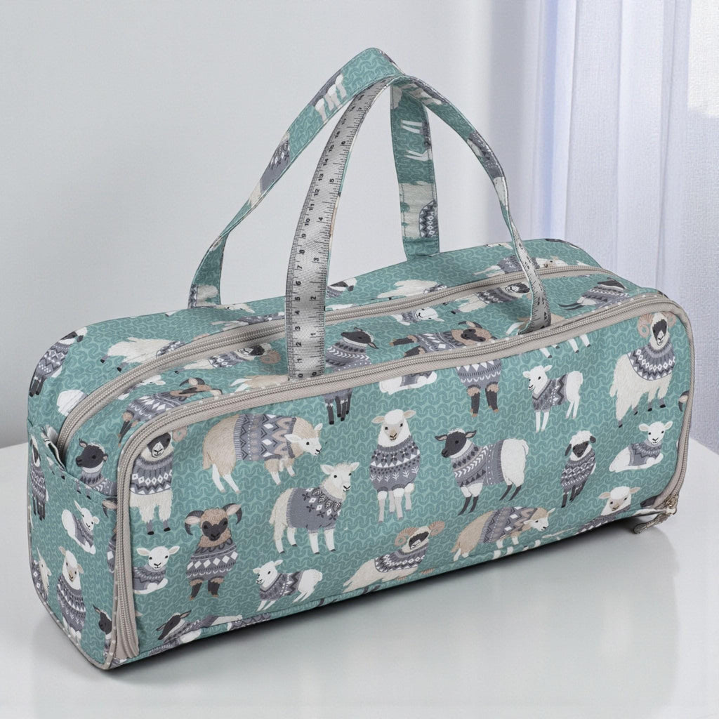 Sheep Knitting Bag with Front Pocket Needle Storage for Pins up to 40cm