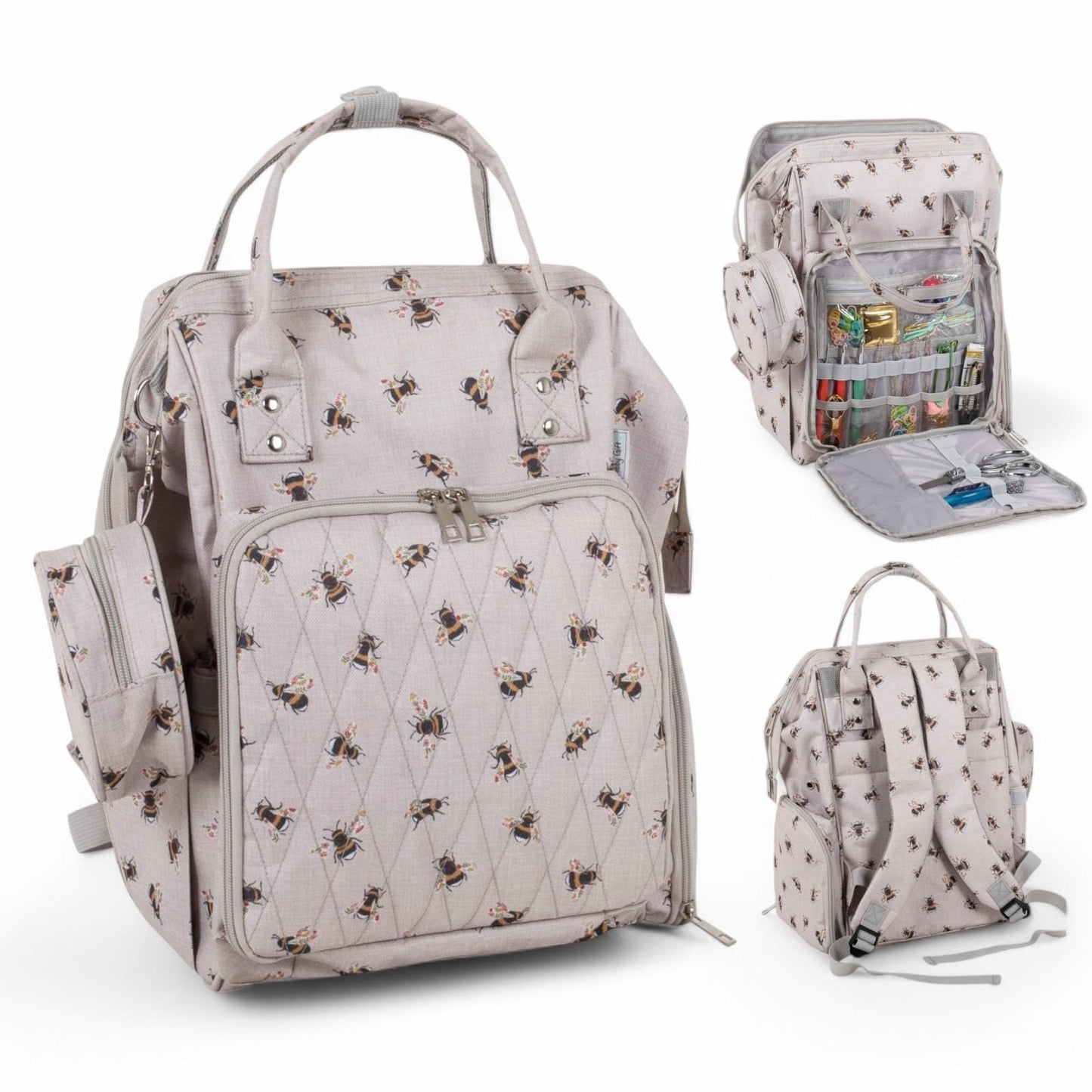 Craft Storage Backpack Bee Design  Lots of Pockets. Ideal for Sewing, Knitting and Crafts