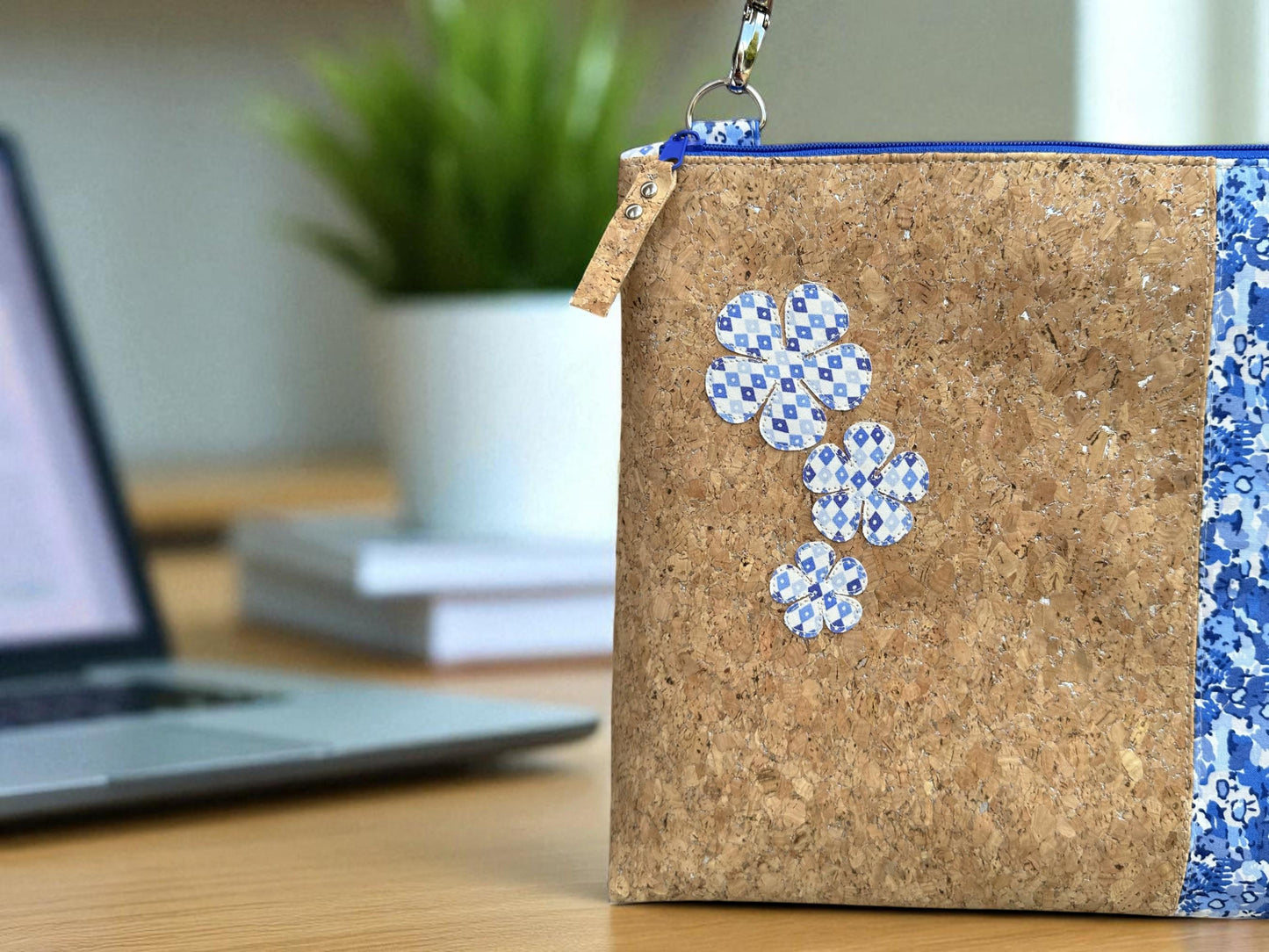 Liberty Laptop Bag with Shoulder Strap. Cork & Liberty Cotton Design. Padded