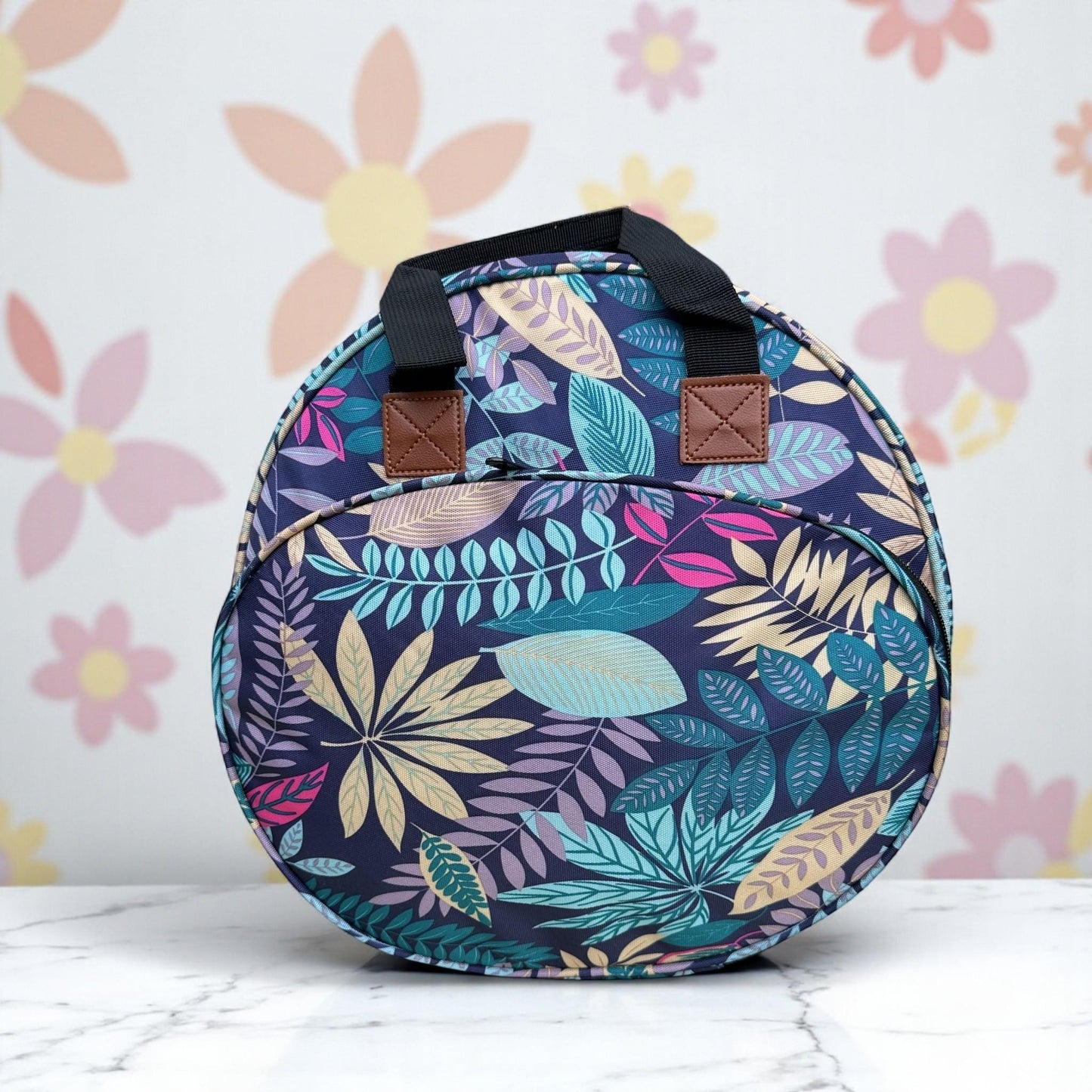 Circular Embroidery Hoop Bag Bold Leaf Pattern, Fits up to a 12 Inch Hoop