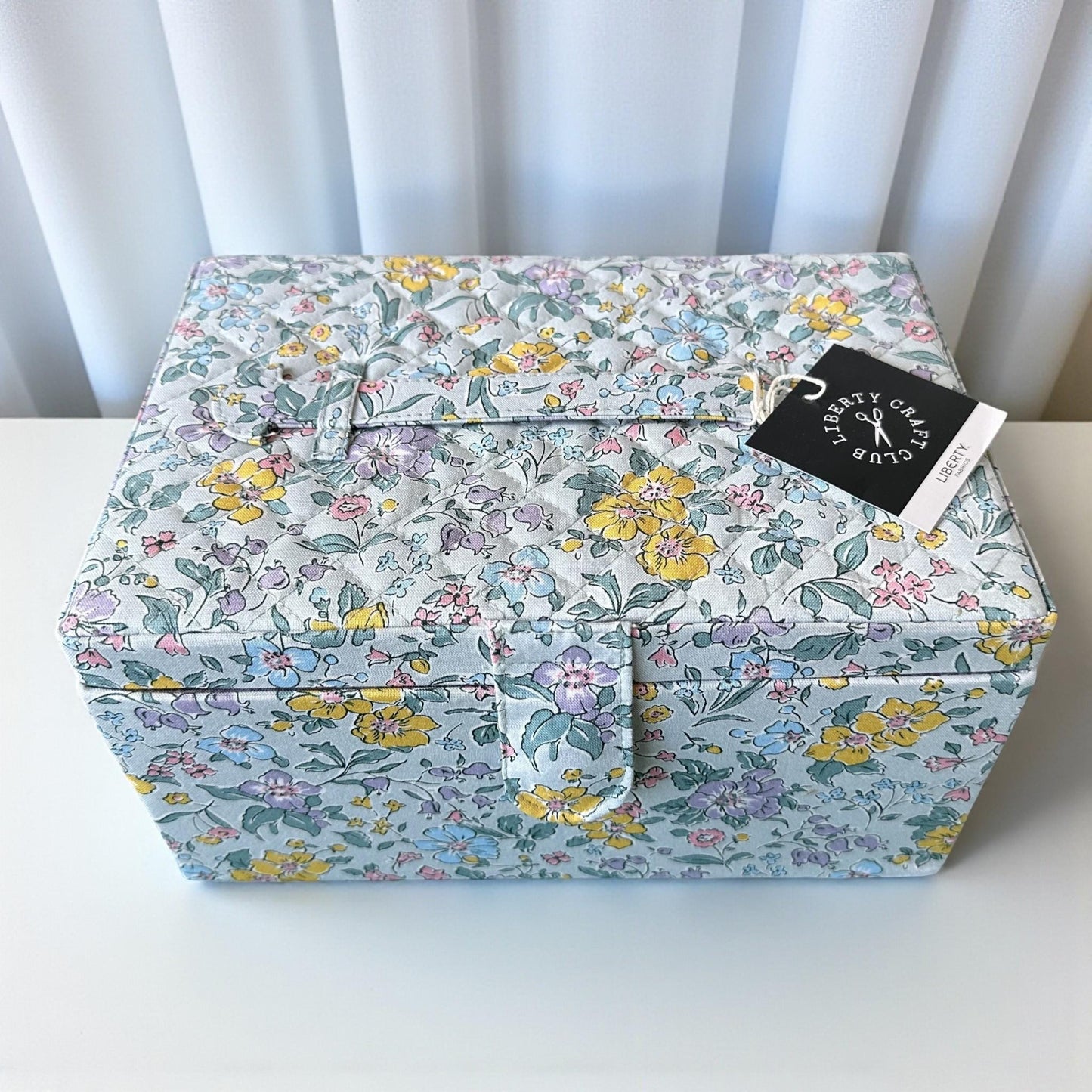 Liberty Floral Sewing Box with Quilted Lid and Optional Accessory Kit