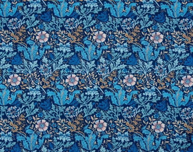 Project Craft Bag & Pouch Set ~ Woodblock Floral Design Storage Set Blue