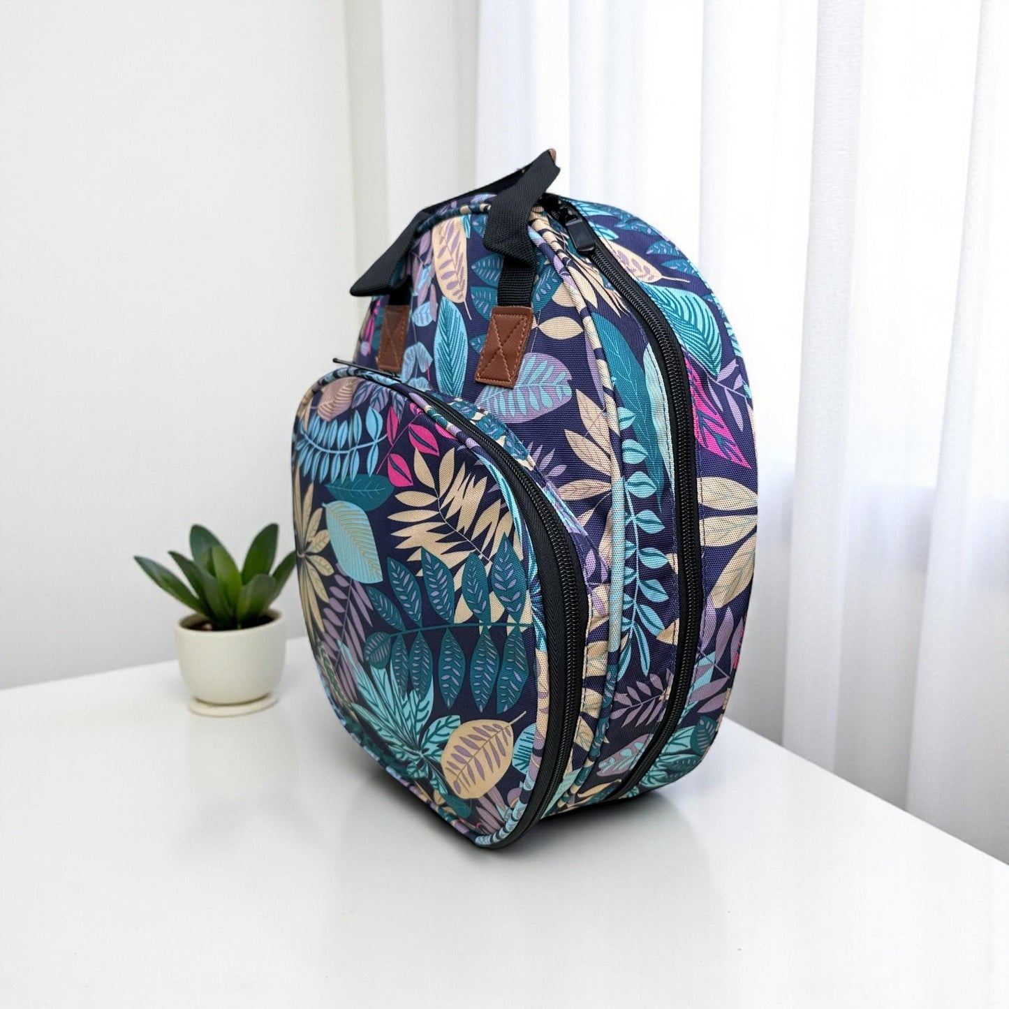 Circular Embroidery Hoop Bag Bold Leaf Pattern, Fits up to a 12 Inch Hoop