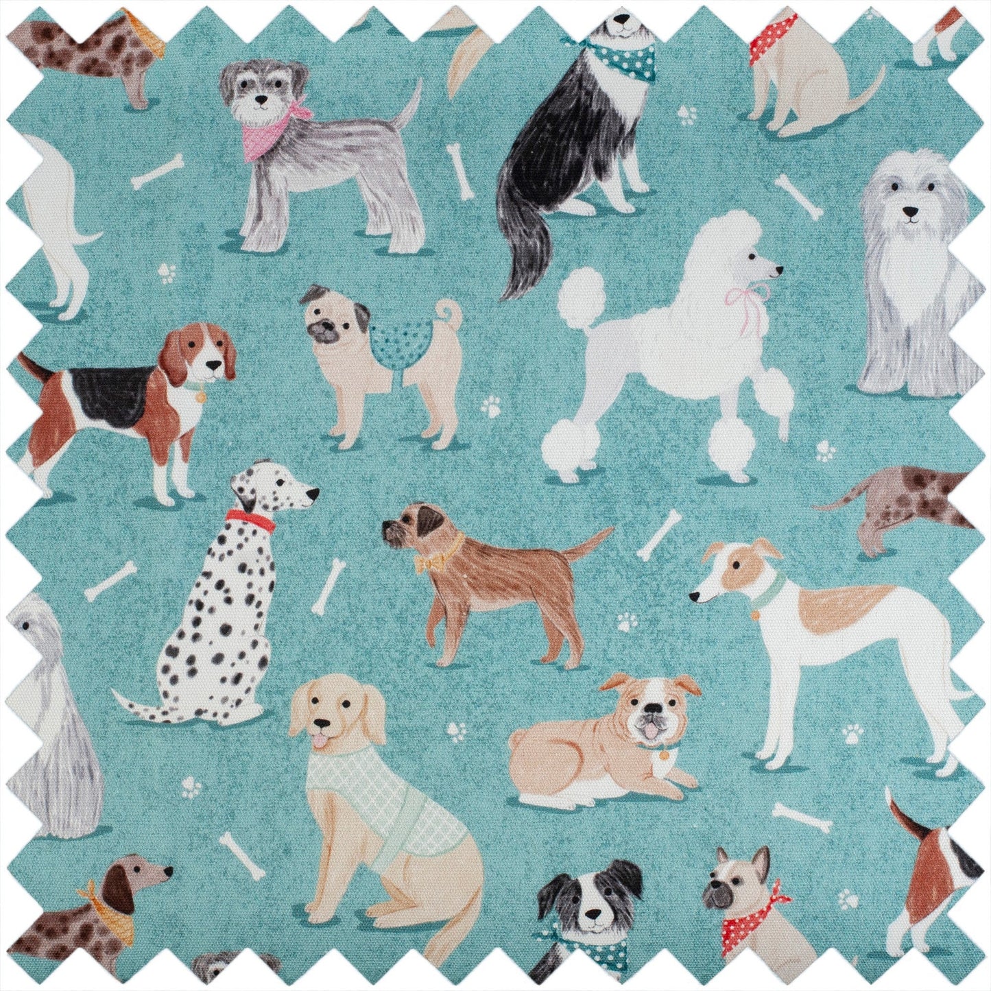 Dogs Knitting & Craft Storage Bag. Cotton Padded Tote with Drawstring