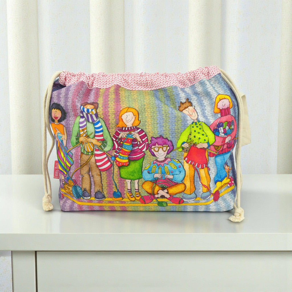 Emma Ball 'The Yarn Club' Drawstring Bag. Knitting & Crochet Yarn Storage.