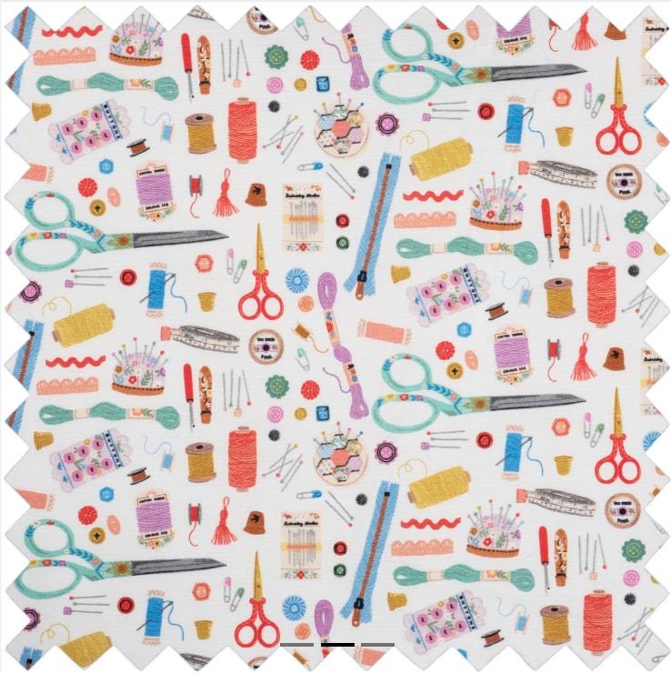 All-In-One Craft Project Bag. Sewing & Knitting Storage with Clear Inserts Haby Notions Fabric,