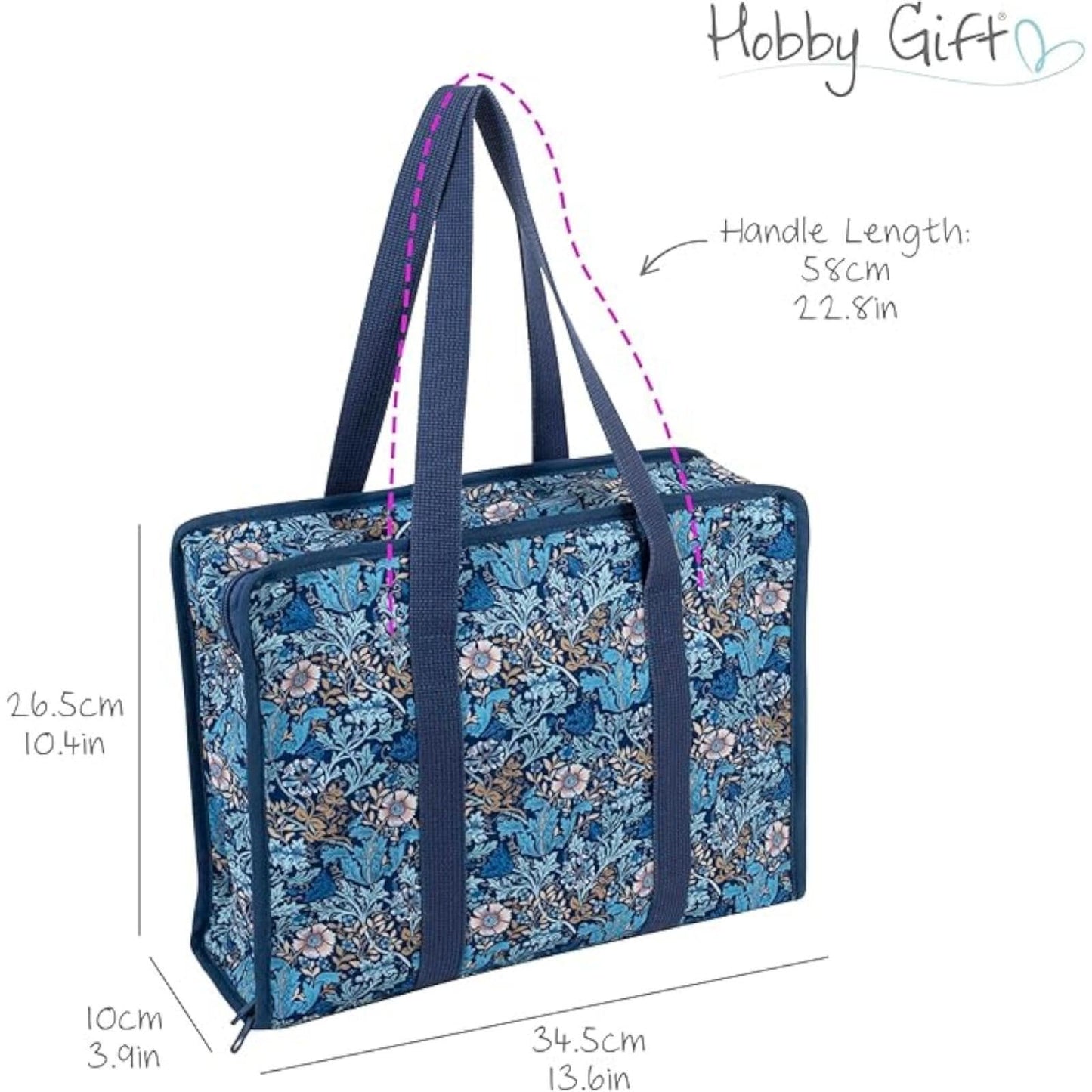 Floral Woodblock Print Craft Bag – Soft Zippered Project Bag