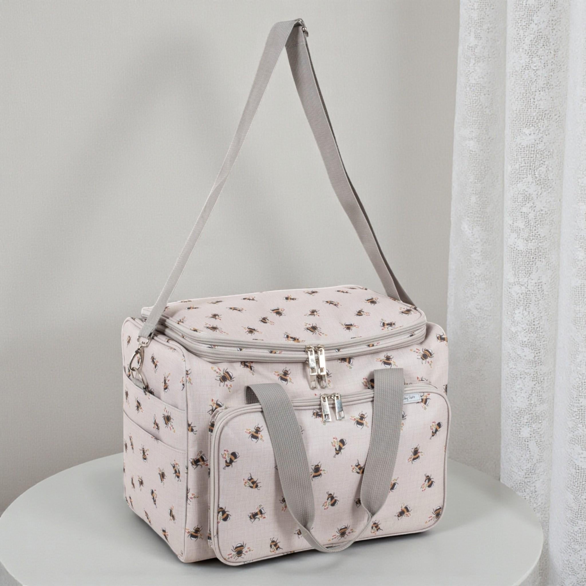 Bee Knitting & Craft Tote Organiser Bee Design Sturdy Bag with Lots of Compartments