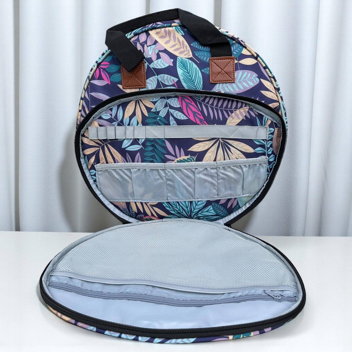 Circular Embroidery Hoop Bag Bold Leaf Pattern, Fits up to a 12 Inch Hoop