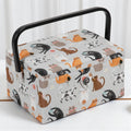 SEWING BASKET Cats Design Medium Size with Optional Quality Sewing Kit