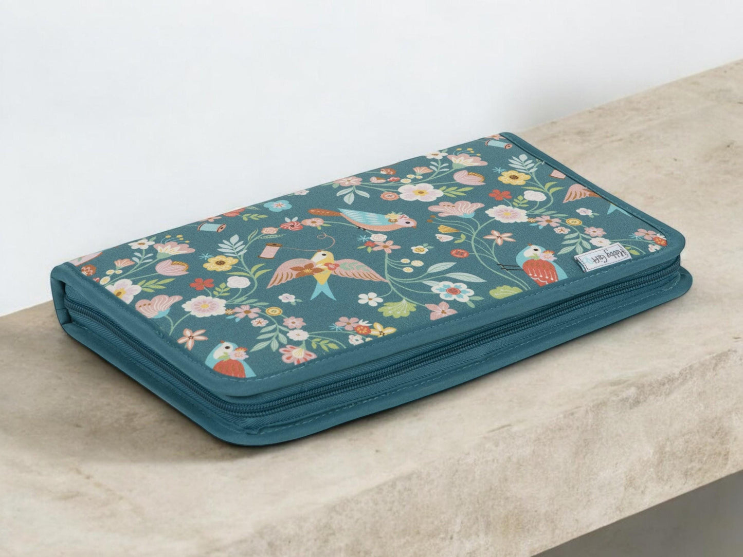 BIRD AVIARY SET: Interchangeable Needle Case, Scissors, Tape & Pin Rosette
