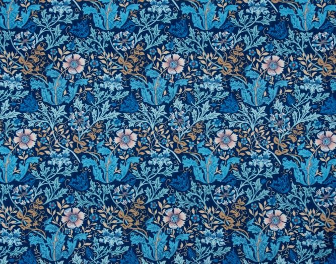 Blue Floral Project Pouch with Clear Zip Pocket – Cotton Sewing & Craft Storage Bag