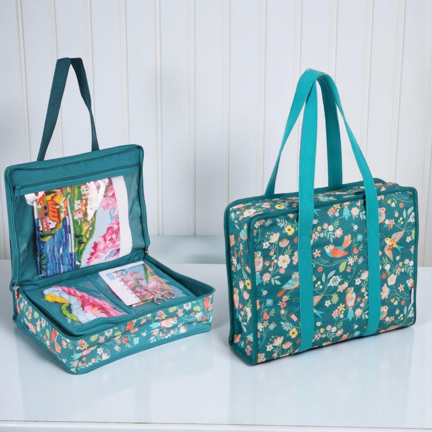 Project Craft Bag & Pouch Set ~ Bird Aviary Design Craft Storage Bags