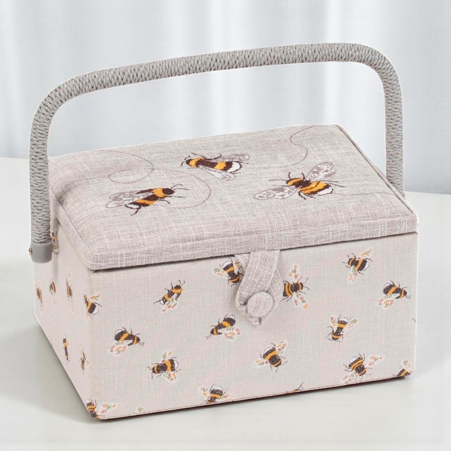 Bee Embroidered Sewing Basket Medium Box with Optional Sewing Kit