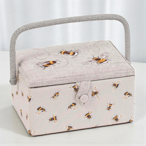 Bee Embroidered Sewing Basket Medium Box with Optional Sewing Kit