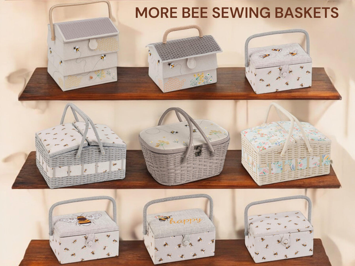 Long Knitting Bag Bee Design. Cotton Yarn Storage Tote with Zip. Knitting & Crochet Organizer