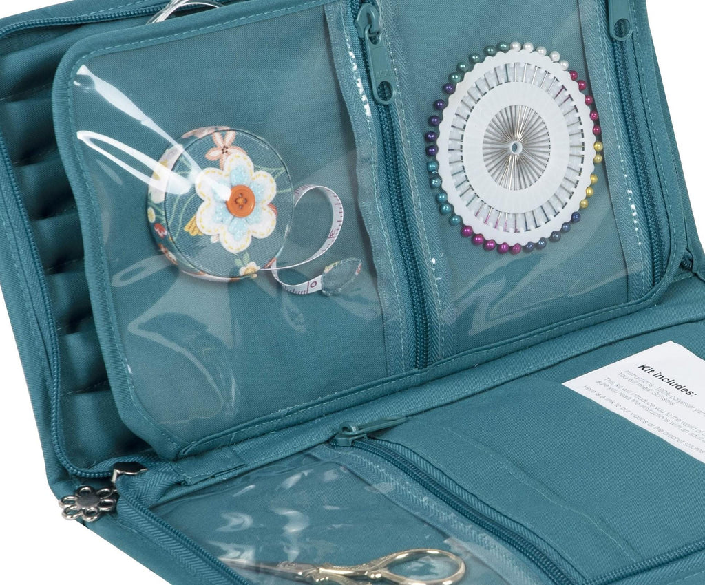 BIRD AVIARY SET: Interchangeable Needle Case, Scissors, Tape & Pin Rosette