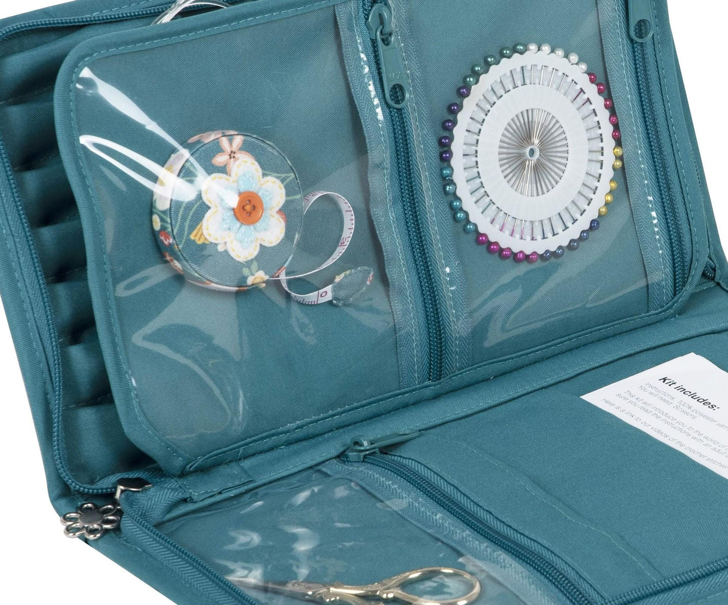 BIRD AVIARY SET: Interchangeable Needle Case, Scissors, Tape & Pin Rosette