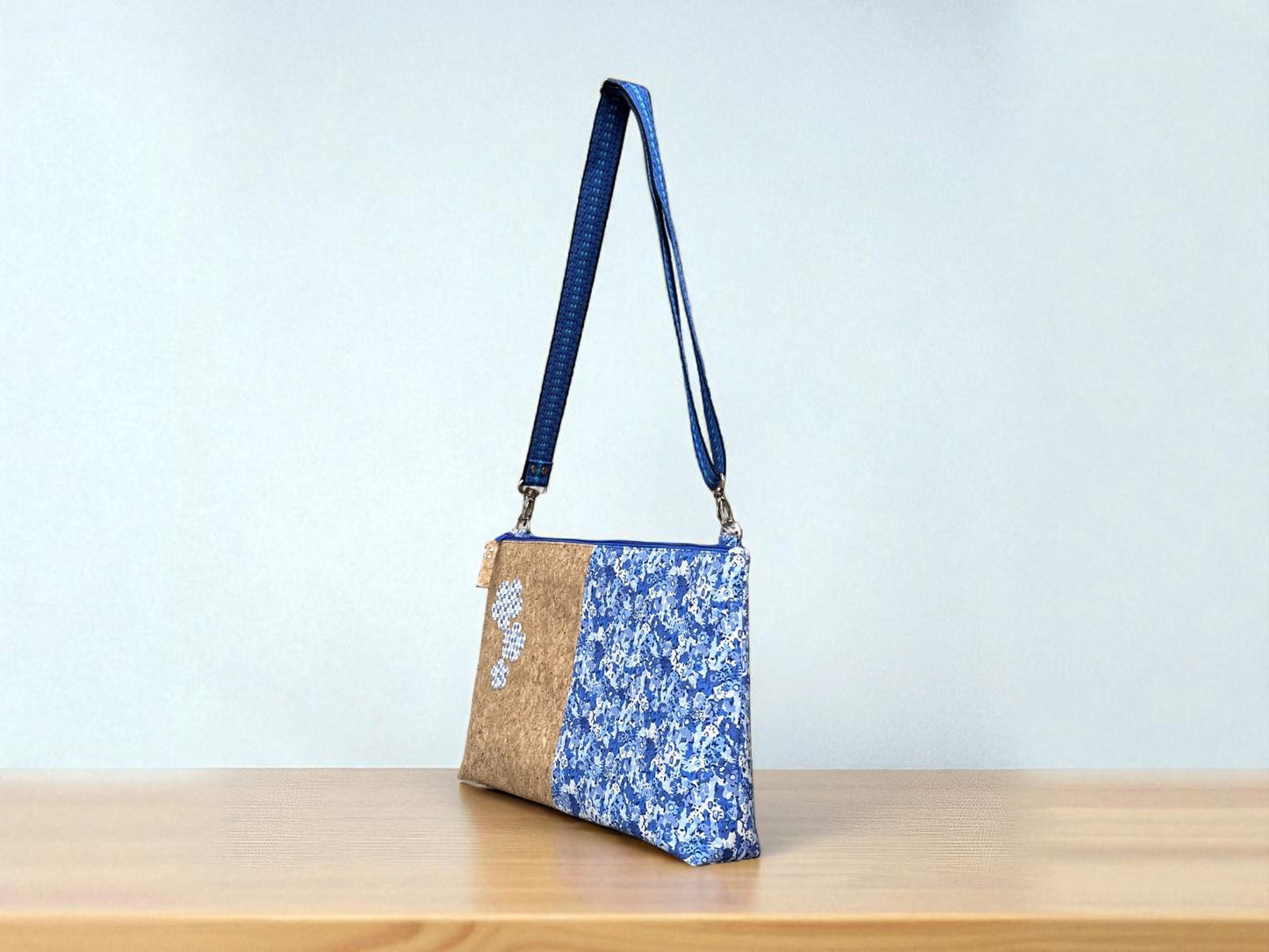 Liberty Laptop Bag with Shoulder Strap. Cork & Liberty Cotton Design. Padded