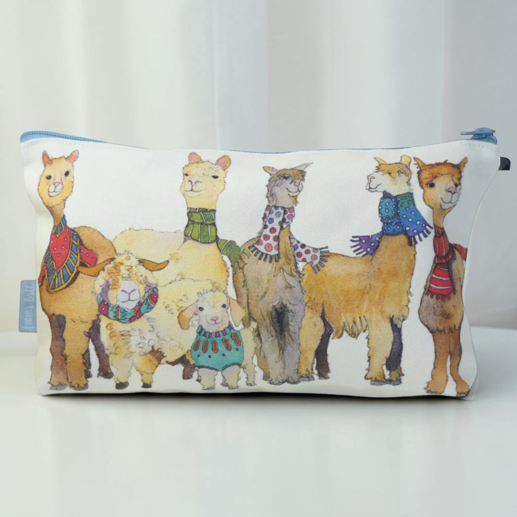 Alpacas & Friends Zipper Pouch, Knitting Sewing Craft Storage