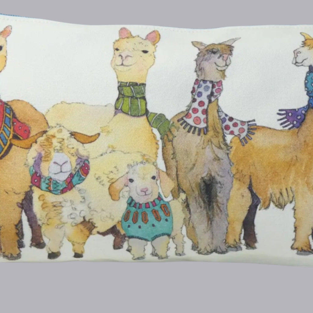 Alpacas & Friends Zipper Pouch, Knitting Sewing Craft Storage