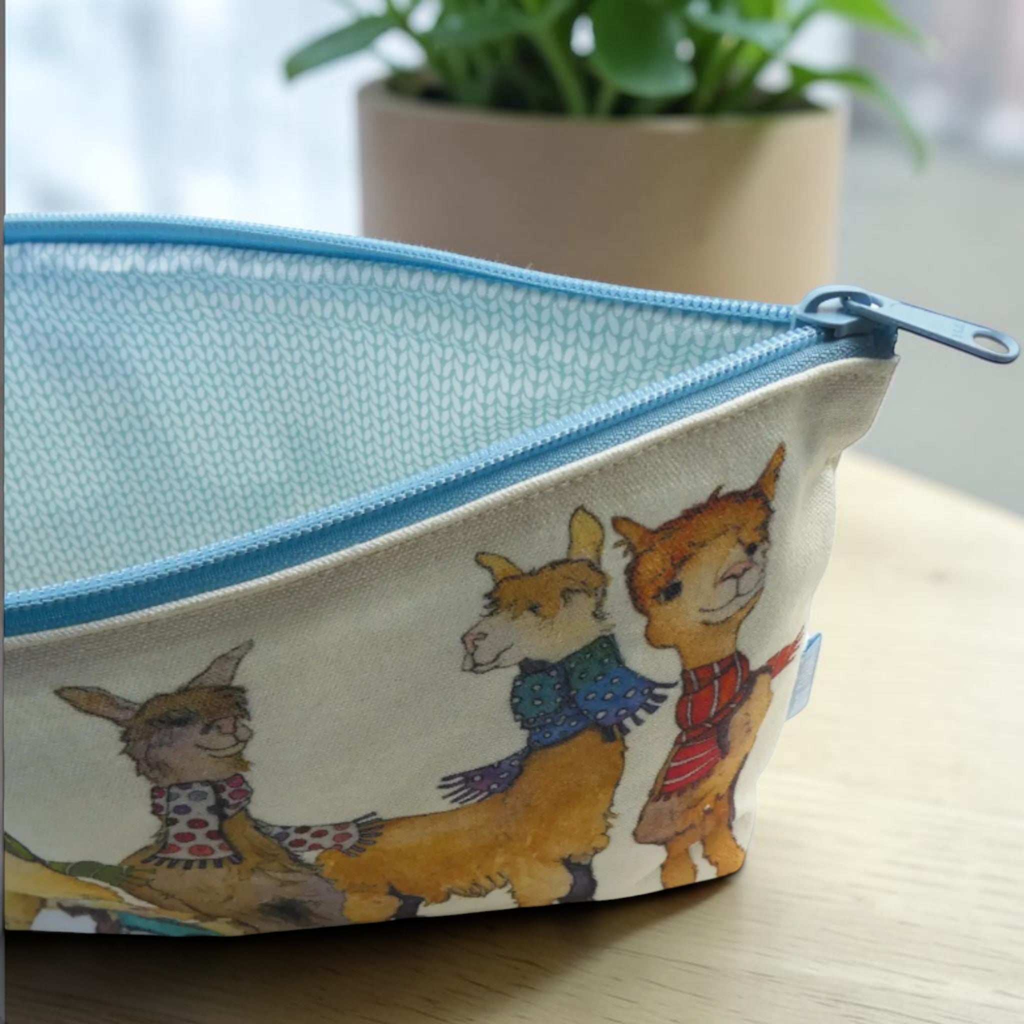 Alpacas & Friends Zipper Pouch, Knitting Sewing Craft Storage