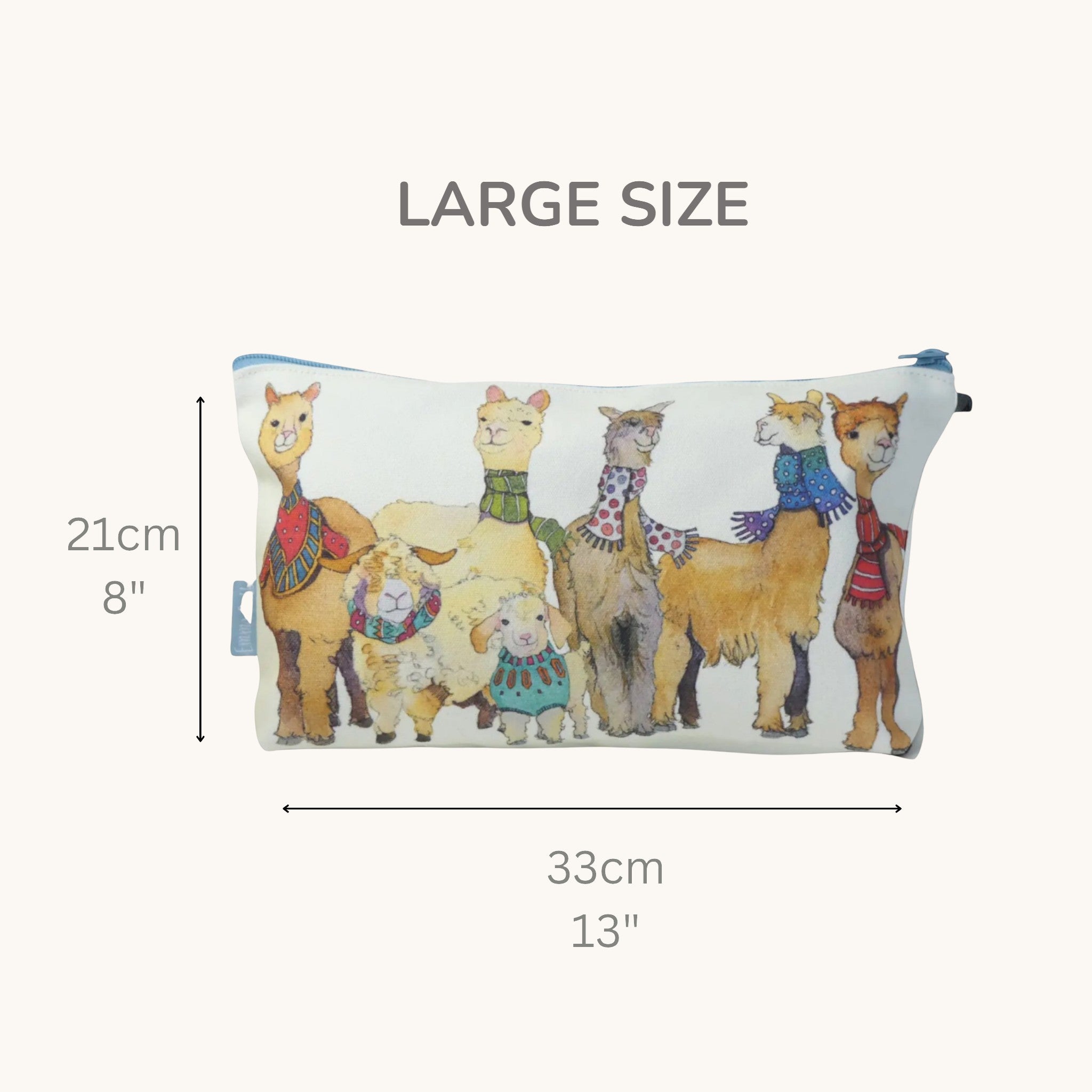 Alpacas & Friends Zipper Pouch, Knitting Sewing Craft Storage