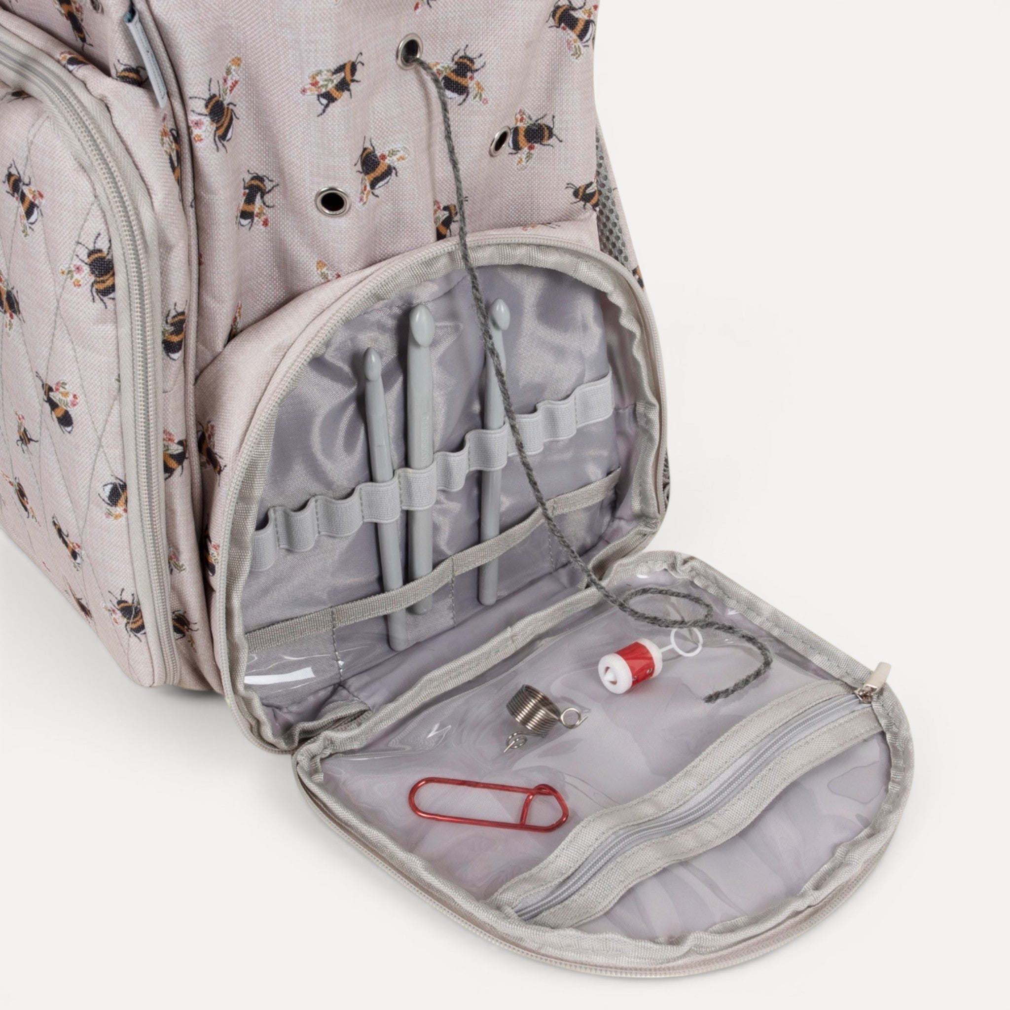 Craft Storage Backpack Bee Design  Lots of Pockets. Ideal for Sewing, Knitting and Crafts