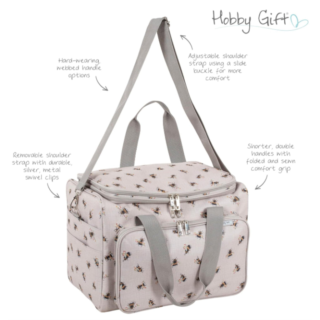 Bee Knitting & Craft Tote Organiser Bee Design Sturdy Bag with Lots of Compartments