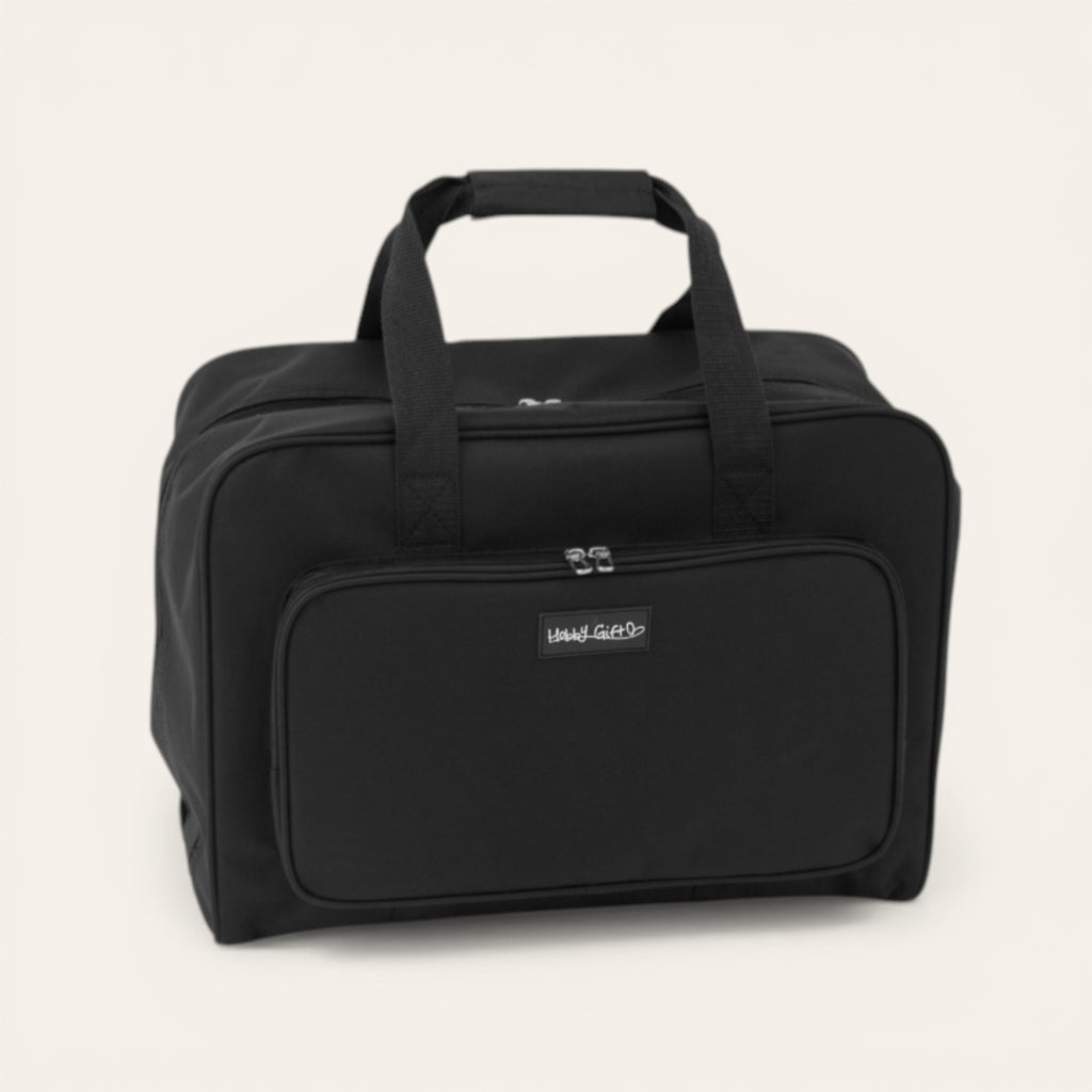Black Sewing Machine Carry Case Bag – Padded Storage with Front Pocket – Heavy Duty Polyester