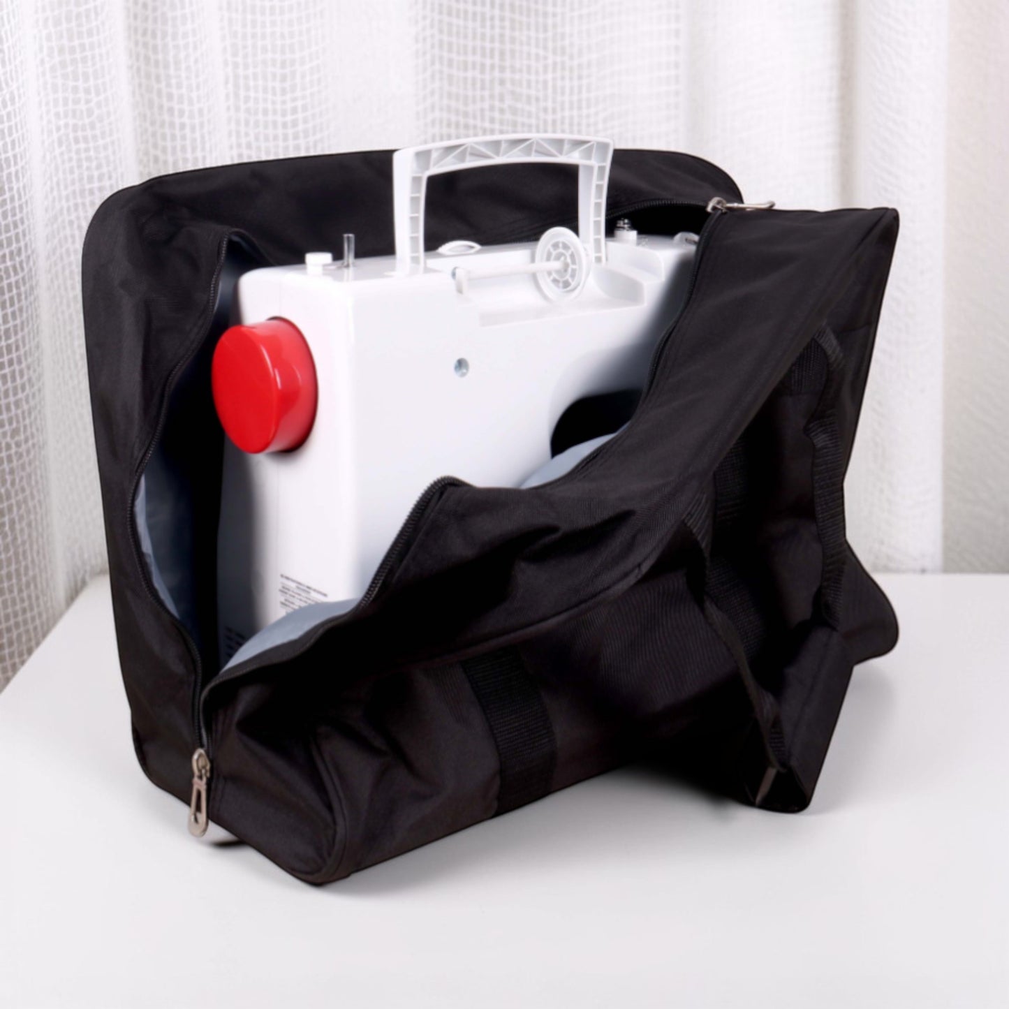 Black Sewing Machine Carry Case Bag – Padded Storage with Front Pocket – Heavy Duty Polyester