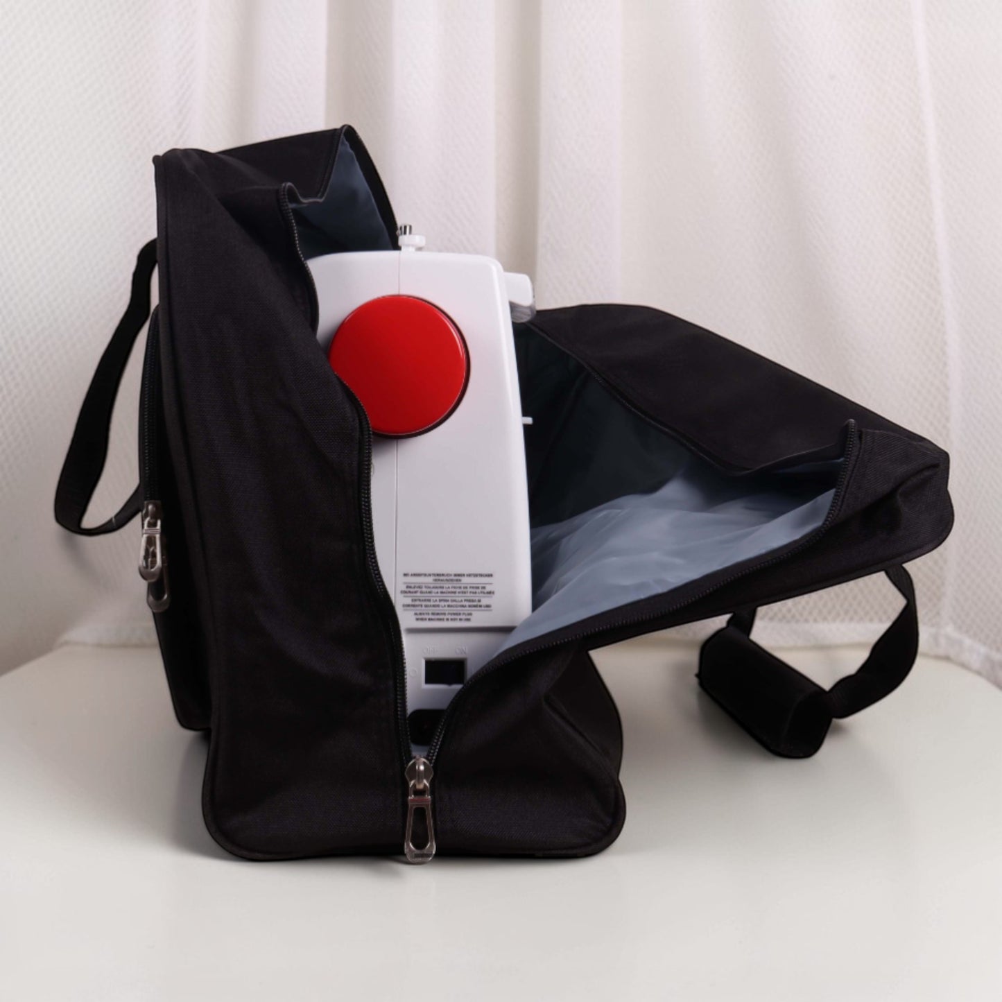 Black Sewing Machine Carry Case Bag – Padded Storage with Front Pocket – Heavy Duty Polyester