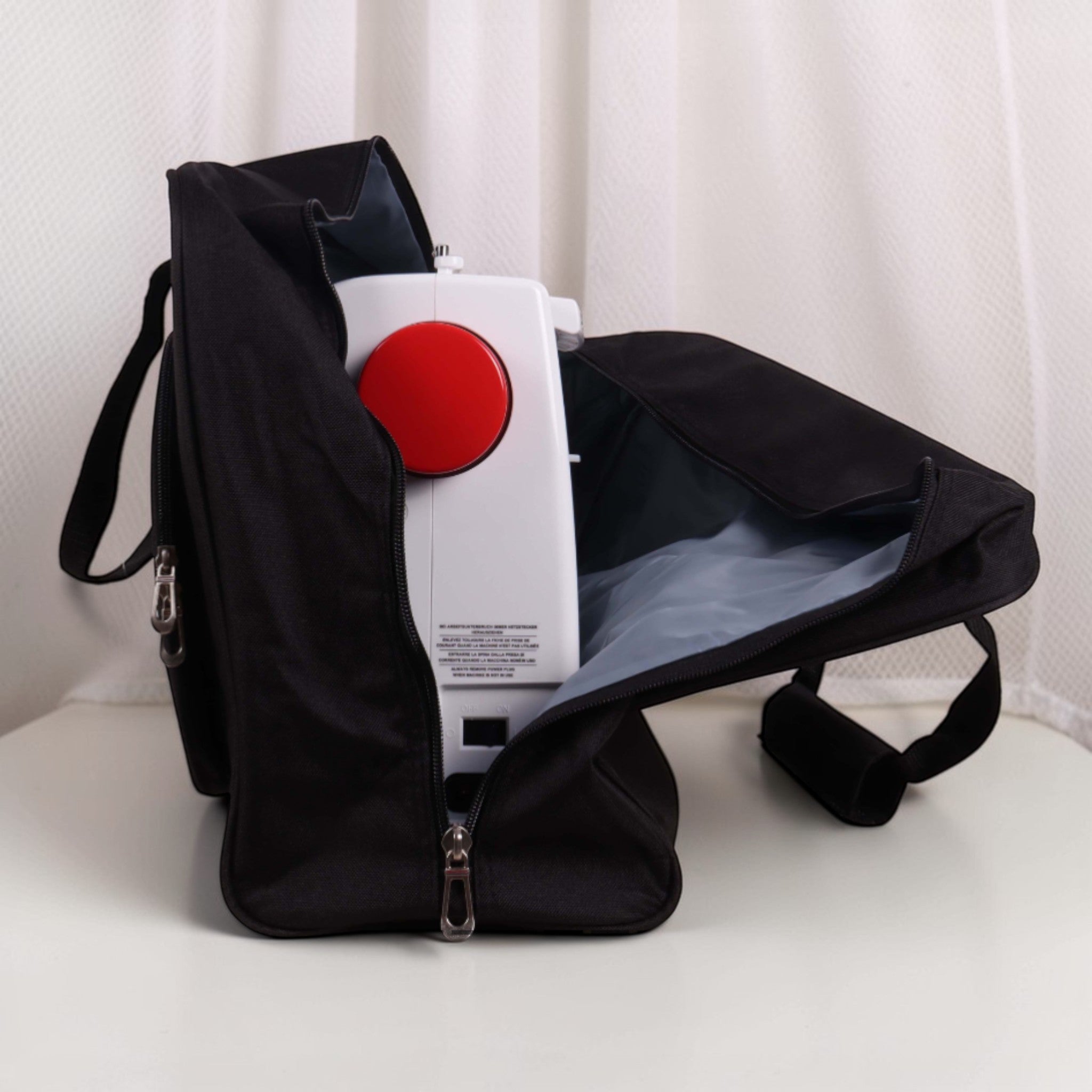 Black Sewing Machine Carry Case Bag – Padded Storage with Front Pocket – Heavy Duty Polyester